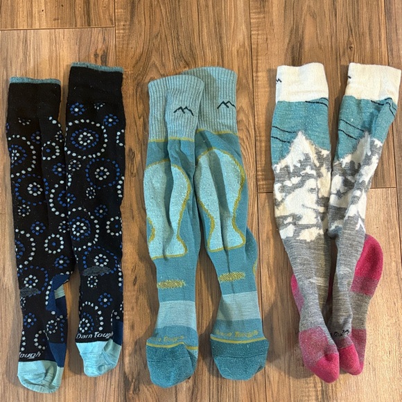 Darn Tough Other - Darn Tough Women's Patterned Socks - size small - Black Blue and Pink